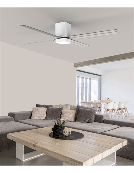 Ventilador de techo con luz Zonda – FORLIGHT – Ventilador DC con 4 palas, Regulable LED, 6 velocidades