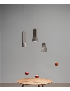 Lámpara colgante Parga – a-emotional light – Lámpara de piedra, 3 tamaños, LED regulable corte de fase