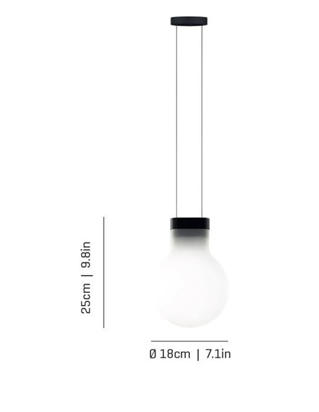 Colgante de techo Bold – a-emotional light – Lámpara de vidrio opal triple, LED 3000K 750 lm, Ø 18 cm