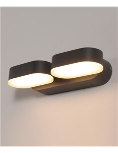 Aplique de pared de exterior Kansas – ACB – Lámpara de pared negra, 2 luces, LED 3000K
