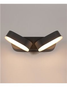 Aplique de pared de exterior Kansas – ACB – Lámpara de pared negra, 2 luces, LED 3000K 2