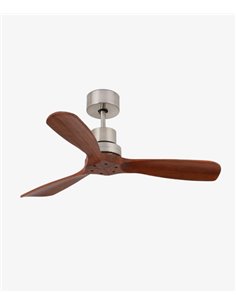 Ventilador de techo Mini Lantau - Faro - Ventilador pequeño sin luz, 3 palas, niquel/nogal 