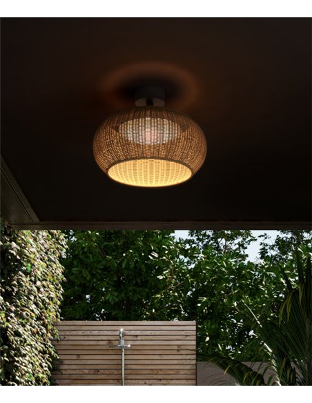 Plafón de techo Perris – Bover – Lámpara de exterior, Pantalla de fibra sintética, Diámetro: 47 cm
