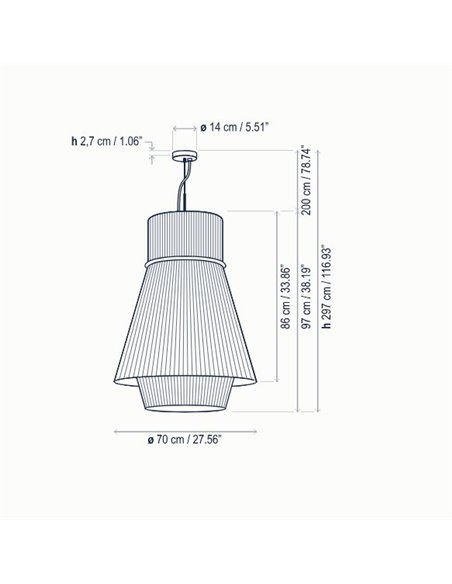Lámpara colgante Folie S/70.2 – Bover – Pantalla de cinta translúcida, Diámetro: 70 cm