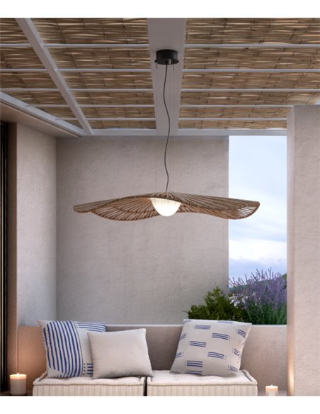 Lámpara colgante de exterior Mediterrànea – Bover – Pantalla de fibra sintética marrón, LED regulable Triac