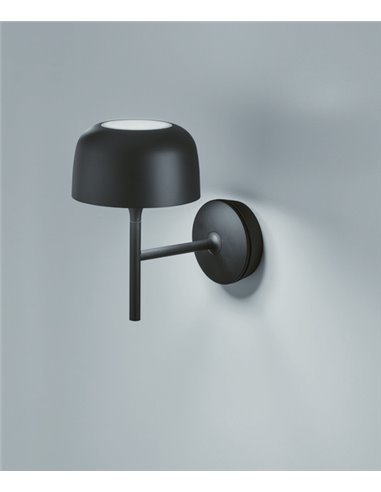 Aplique de pared Bol – Bover – Lámpara de aluminio negro mate, LED Regulable TRIAC