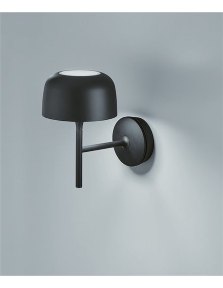 Aplique de pared Bol – Bover – Lámpara de aluminio negro mate, LED Regulable TRIAC