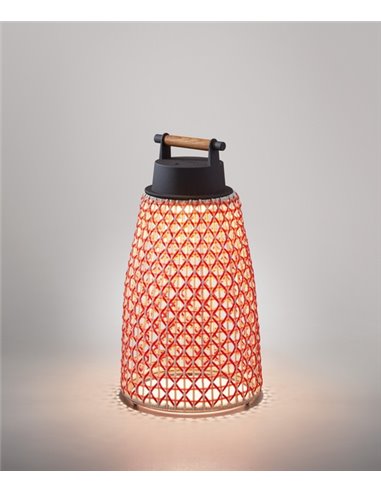 Lámpara de portátil Nans – Bover – Lámpara de exterior, Pantalla de fibra sintétca tejida a mano, 3 tipos de regulación