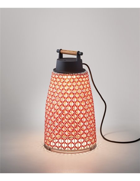 Lámpara de mesa Nans – Bover – Lámpara de exterior, Pantalla de fibra sintétca tejida a mano, Brillo regulable