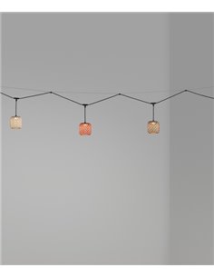 Colgante de techo Nans Catenary – Bover – Lámpara de exterior, 4 Pantallas de fibra sintética tejida a mano, LED 2700K 2