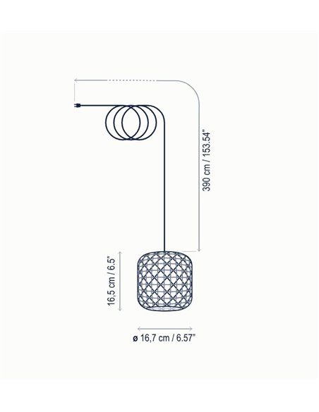 Lámpara colgante Nans – Bover – Lámpara de exterior, Pantalla de fibra sintética tejida a mano, Cable extralargo de 390 cm
