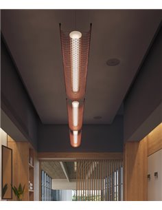 Lámpara colgante Nans Balis – Bover – Lámpara de exterior, Pantalla de fibra sintética tejida a mano, LED regulable Triac