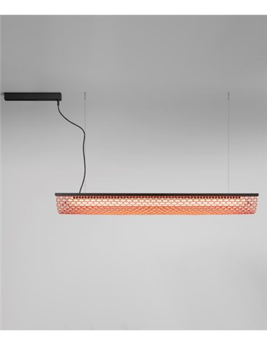 Lámpara colgante Nans Balis – Bover – Lámpara de exterior, Pantalla de fibra sintética tejida a mano, LED regulable Triac