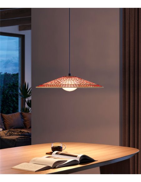 Lámpara colgante de techo Nans – Bover – Lámpara de exterior, Pantallas de fibra sintética tejida a mano, LED regulable Triac