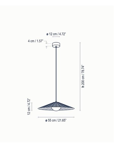 Lámpara colgante de techo Nans – Bover – Lámpara de exterior, Pantallas de fibra sintética tejida a mano, LED regulable Triac