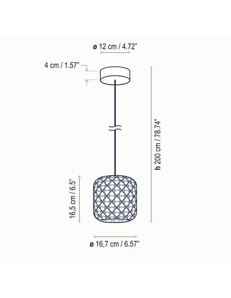 Lámpara colgante de techo Nans – Bover – Pantalla de fibra sintética tejida a mano, Disponible en varios tamaños, LED regulable 