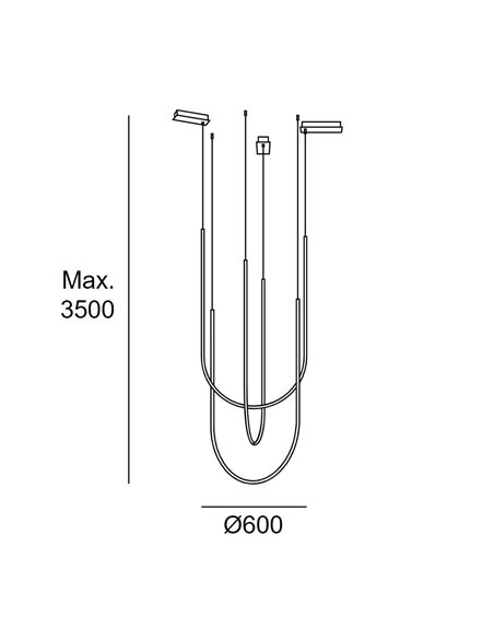 Lámpara colgante Tubs Modular Triplex Arch Cross – LedsC4 – Lámpara LED regulable DALI, 2 tipos de florón a elegir
