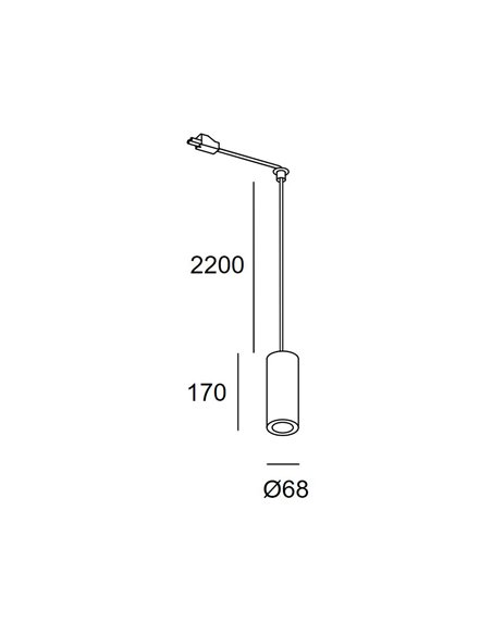 Lámpara colgante Pipe para carril Deltatrack – LedsC4 – Lámapra de techo tipo tubo, Disponible en varias opciones, Incluye 2 gan