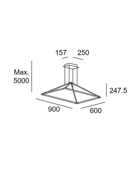 Lámpara colgante Tubs – LedsC4 – Lámpara colgante de techo de Metal negra, LED 41W 3000K, Disponible en 90 cm y 120 cm