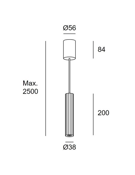 Lámpara colgante Prolix – LedsC4 – Lámpara tipo tubo con luz ajustable manualmente, LED regulable corte de fase