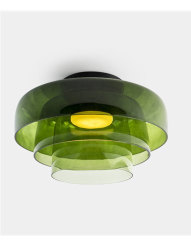 Plafón de techo Levels Triple – LedsC4 – Lámpara de vidrio LED 2700-3000-4000K, Diámetro: 42+32+22 cm, Regulable corte de fase, 