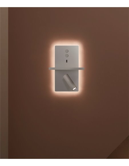 Aplique de pared E-lamp – LedsC4 – Lámpara de lectura con teconología Wireless Charging, Foco orientable, LED 2700 K