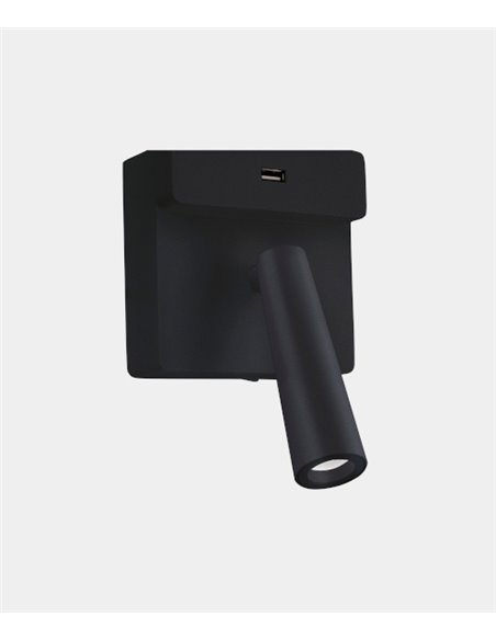 Aplique de pared Gamma USB – LedsC4 – Lámpara de lectura con USB, Disponible en 3 colores, Foco orientable