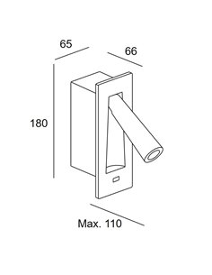 Aplique de pared empotrable Gamma SR USB – LedsC4 – Lámpara de lectura con foco orientable, Disponible en 4 colores, LED 2700K