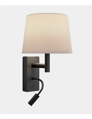 Aplique de pared Metrica Extended – LedsC4 – Lámpara de lectura con flexo LED, Pantalla blanca