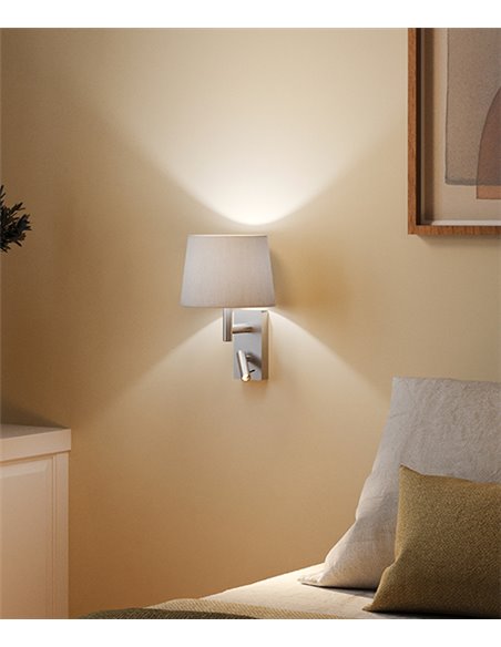 Aplique de pared Metrica – LedsC4 – Lámpara de lectura con pantalla blanca, Disponible en 2 colores