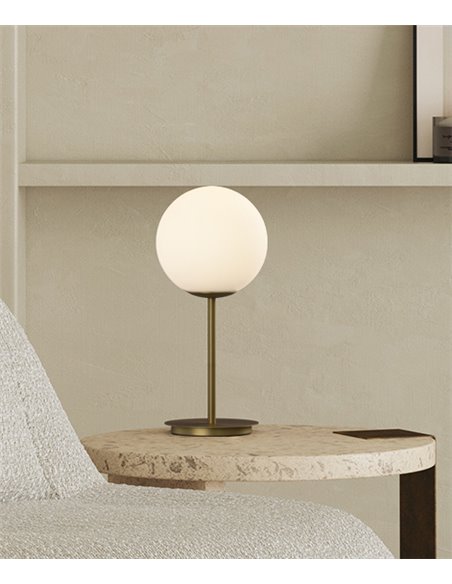 Lámpara de mesa Parma – ACB – Lámpara tipo bola en oro viejo, Altura: 41 cm