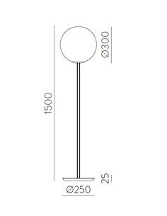 Lámpara de pie Parma - ACB - Lámpara minimalista, pantalla esférica doble cristal