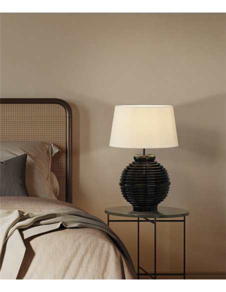 Lámpara de mesa Tarifa – ACB – Lámpara decorativa de cerámica negra, Pantalla incluida
