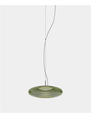 Colgante de techo empotrable Plat – LedsC4 – Lámpara de cristal en verde, fumé o ambar Regulable LED 2700-3000-4000K