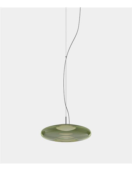 Colgante de techo empotrable Plat – LedsC4 – Lámpara de cristal en verde, fumé o ambar Regulable LED 2700-3000-4000K
