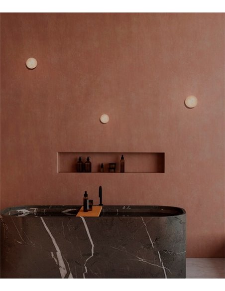 Lámpara de techo/aplique de pared Rock – Robin – Diseño redondo de alabastro, disponible en 2 tamaños