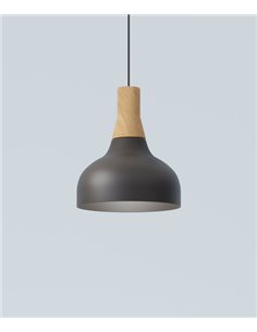 Lámpara colgante Reiko Cone – Robin – Lámpara moderna de metal y fresno, Ø 21 cm