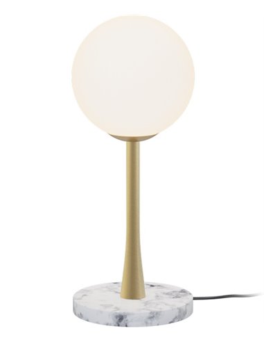 Lámpara de mesa Ricarda – Robin – Lámpara decorativa tipo bola, Base de mármol, Estructura dorada