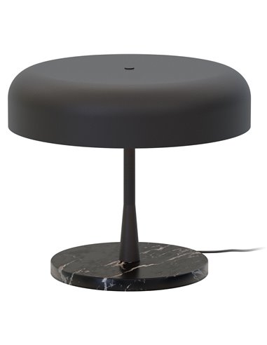 Lámpara de mesa Rea – Robin – Base de mármol, Pantalla negra mate, 3xE27