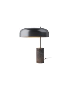 Lámpara de mesa Romina – Robin – Diseño elegante con base de mármol, Pantalla negra interior dorado 2