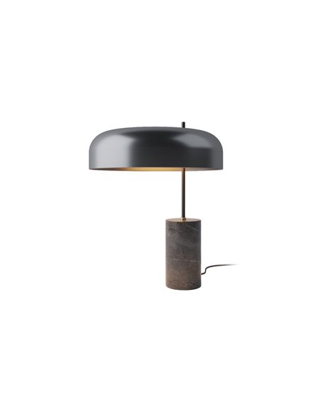 Lámpara de mesa Romina – Robin – Diseño elegante con base de mármol, Pantalla negra interior dorado