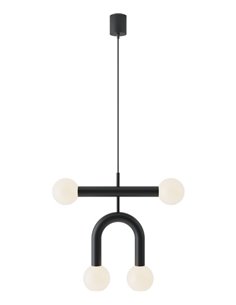 Colgante de techo Rigoberta Duo Super Curved – Robin – Lámpara minimalista negra, 4xG9