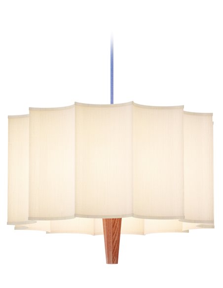 Lámpara colgante Rain – Robin - Estructura de madera de castaño, Pantalla blanca, Ø 40 cm