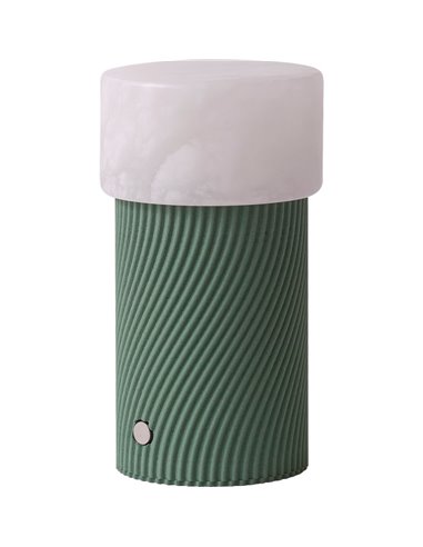 Lámpara portátil Rizzo – Robin – Diseño moderno de alabaster y madera reciclada, LED 3000K 250 lm, Regulación Push
