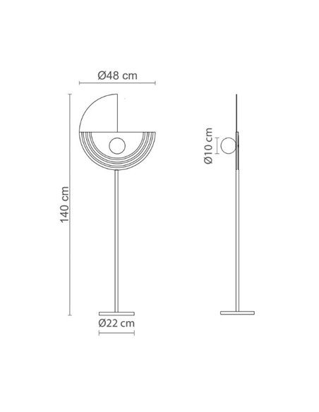 Lámpara de pie Regina Front – Robin – Diseño minimalista, Altura: 140 cm, Pantalla de terrazo y plástico reciclado