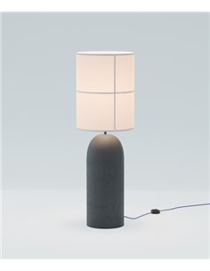 Lámpara de pie Rania – Robin - Base de hormigón gris, Pantalla crema blanca