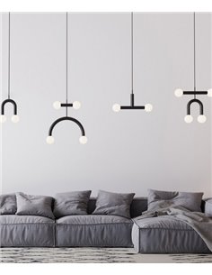 Lámpara colgante Rigoberta Duo Curved – Robin – Estilo minimalista tipo bola, Altura regulable 2