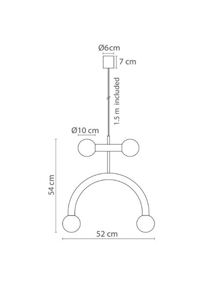Lámpara colgante Rigoberta Duo Curved – Robin – Estilo minimalista tipo bola, Altura regulable
