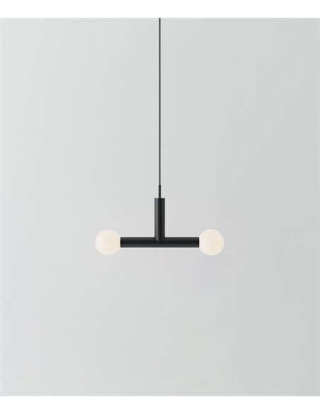 Lámpara colgante Rigoberta Trio – Robin – Diseño tipo bola, 2 luces G9, acabado negro mate