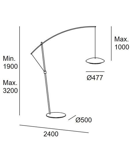 Lámpara de pie smart Noway – LedsC4 – Lámpara tipo arco de lectura, Regulable LED, Altura regulable
